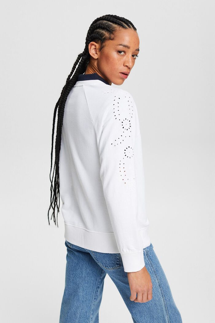 Sweatshirt met borduursels, WHITE, detail image number 3