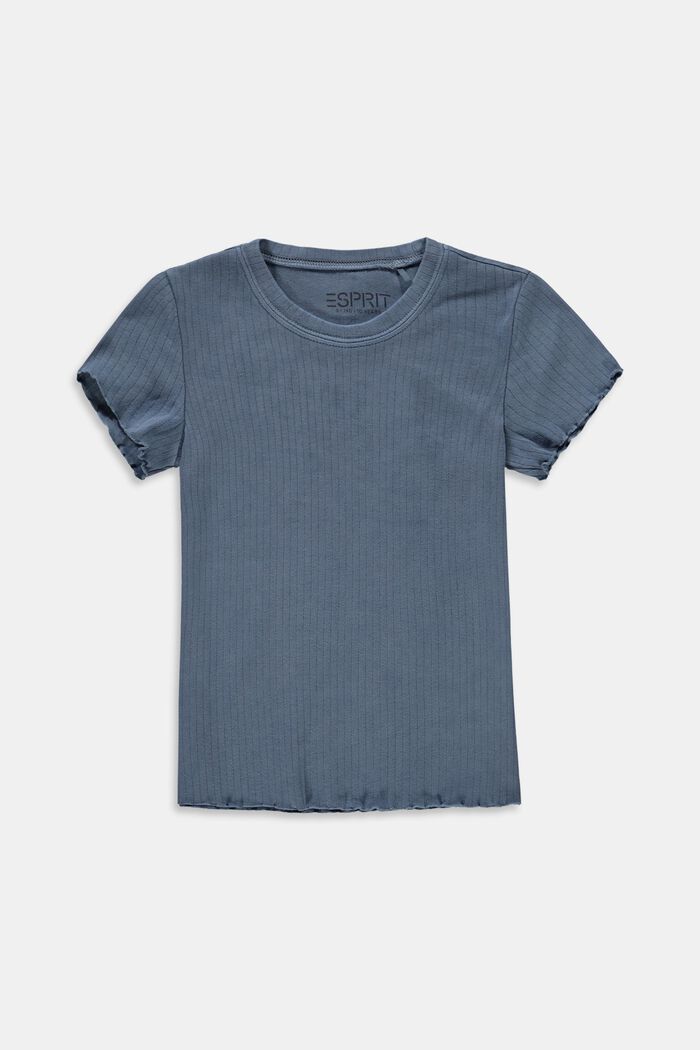 Geribd shirt met gerimpelde zoom, 100% katoen, BLUE MEDIUM WASHED, overview