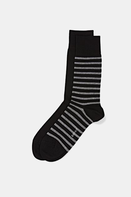 Set van 2 paar sokken, biologisch katoen, BLACK, overview