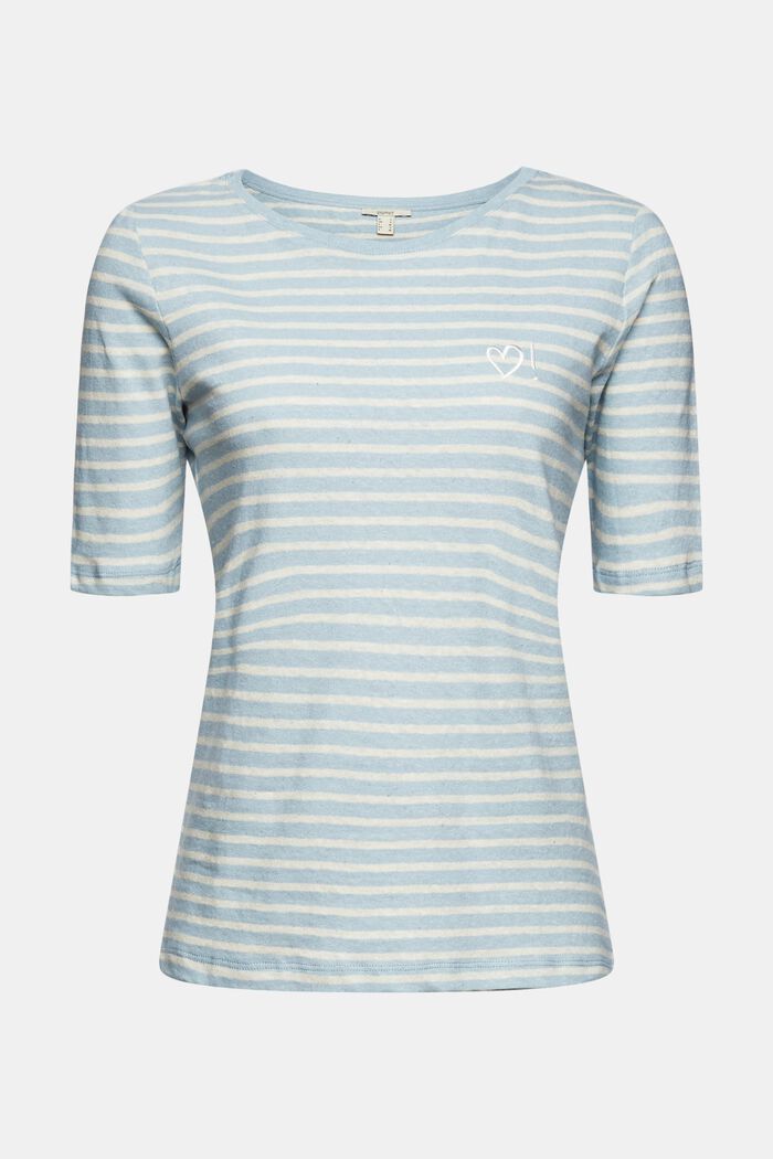 Met linnen: T-shirt met geborduurd motief, LIGHT BLUE, detail image number 6
