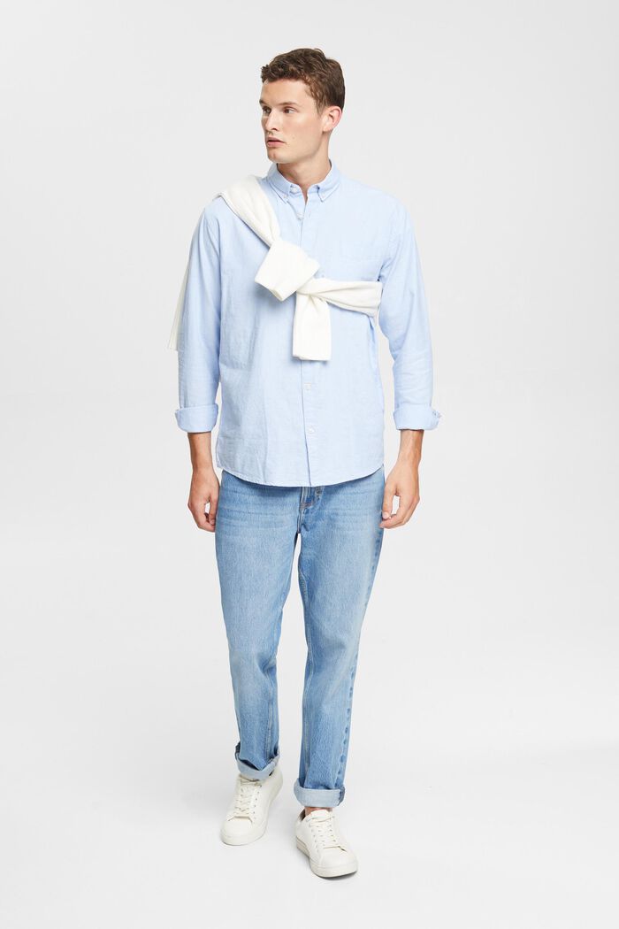 Buttondownshirt, 100% katoen, LIGHT BLUE, detail image number 1