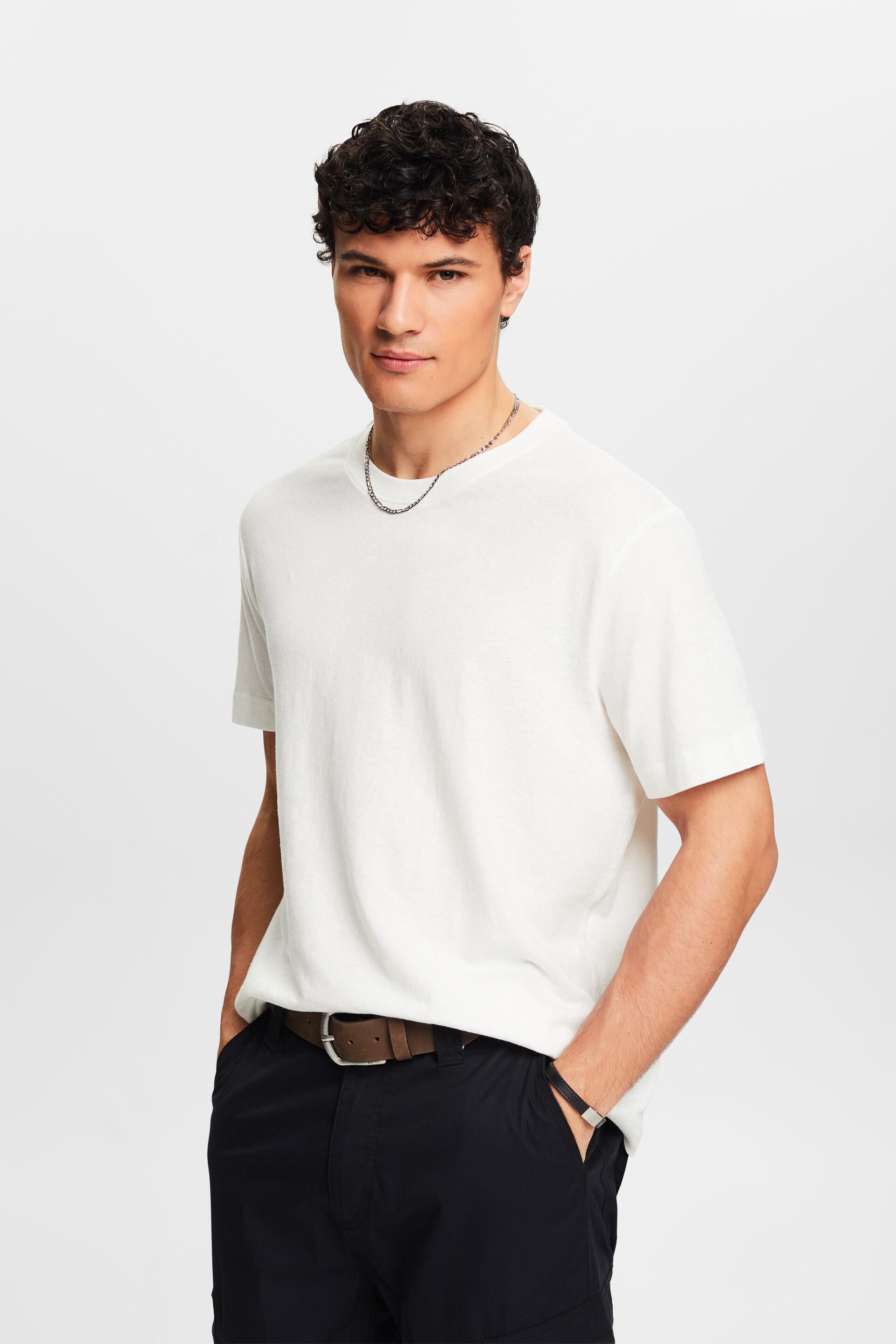 Wit T-shirt van katoen en linnen