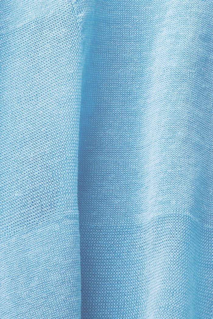 Geruite trui van een linnenmix, LIGHT TURQUOISE, detail image number 4