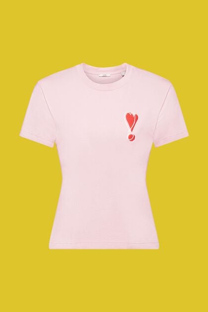 Katoenen T-shirt met geborduurd hartmotief