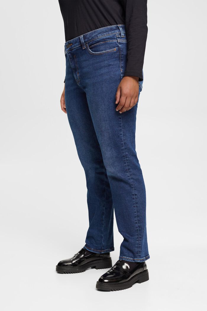 CURVY straight fit-jeans, katoen met stretch, BLUE DARK WASHED, detail image number 0
