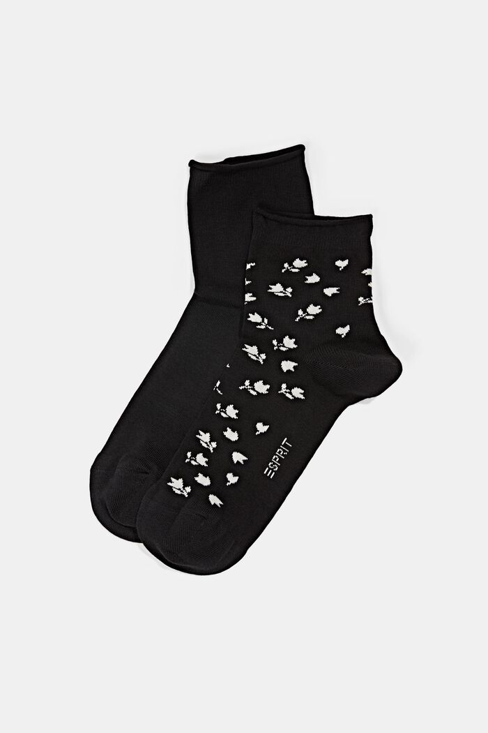 Set van twee paar short sokken van een mix van biologisch katoen, BLACK, detail image number 0