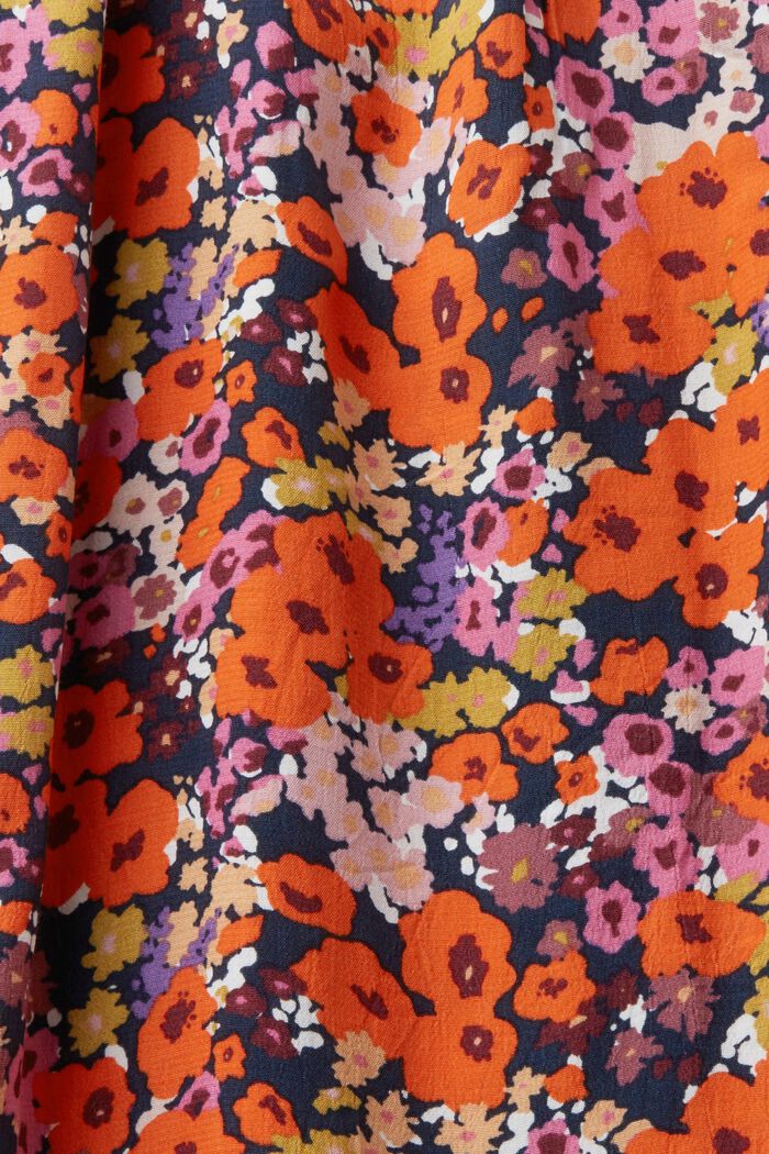 Midi-jurk met korte mouwen en bloemenmotief, NAVY, detail image number 4
