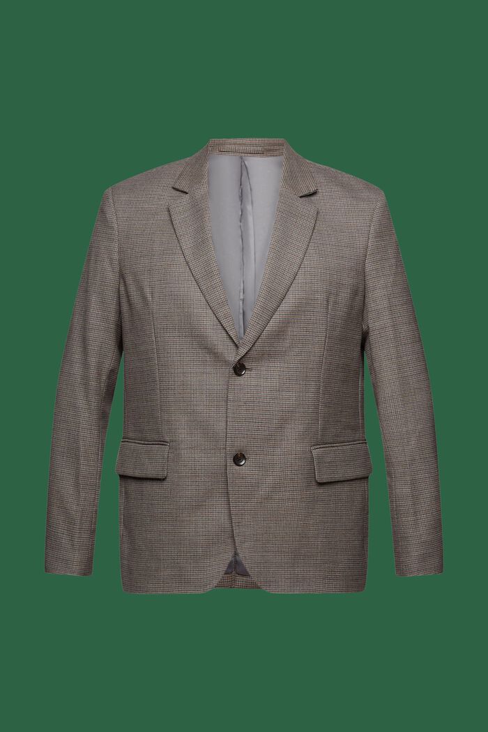 Wollen blazer met pied-de-poule, BROWN GREY, detail image number 6