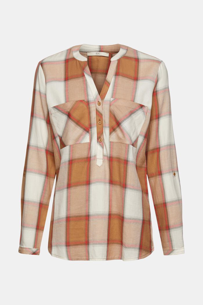 Geruite blouse van katoen, LIGHT TAUPE, detail image number 2
