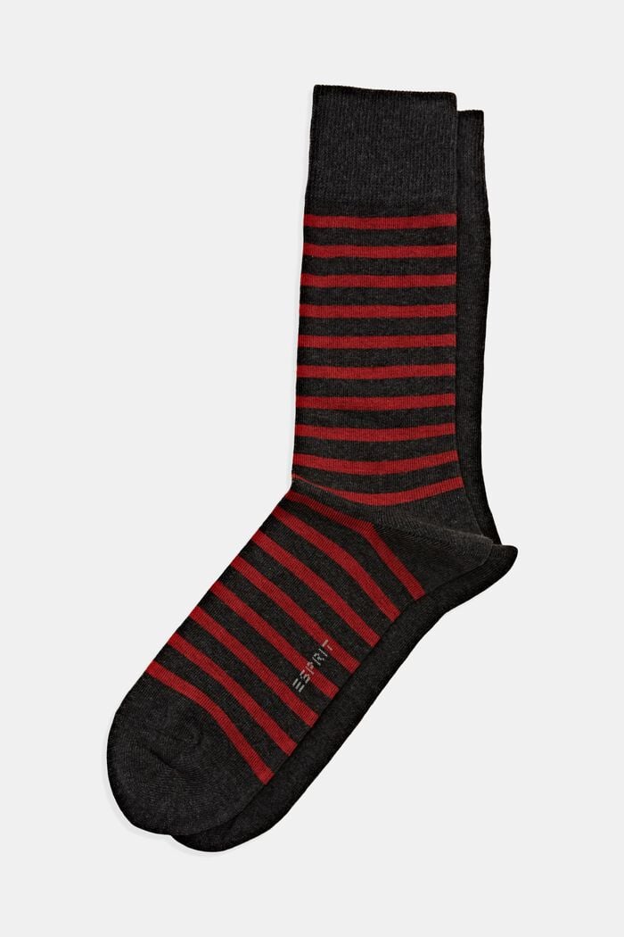 Set van 2 paar sokken, biologisch katoen, ANTHRACITE MELANGE, detail image number 0