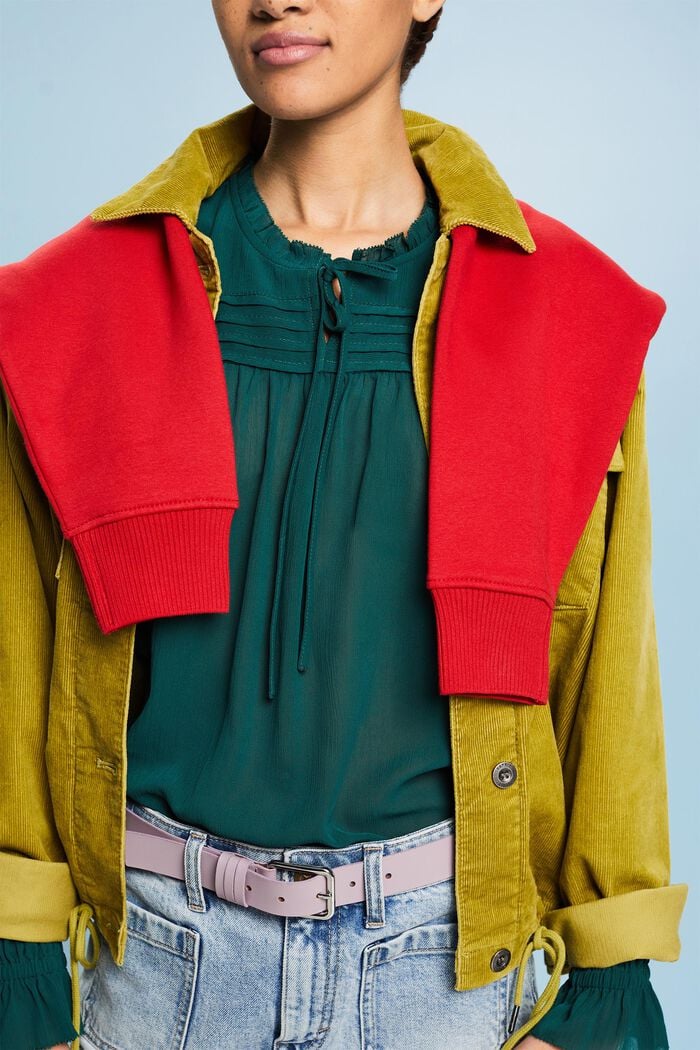 Gerimpelde chiffon blouse, EMERALD GREEN, detail image number 4