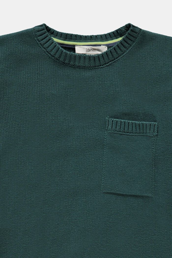 Gebreide trui met zak, TEAL GREEN, detail image number 2
