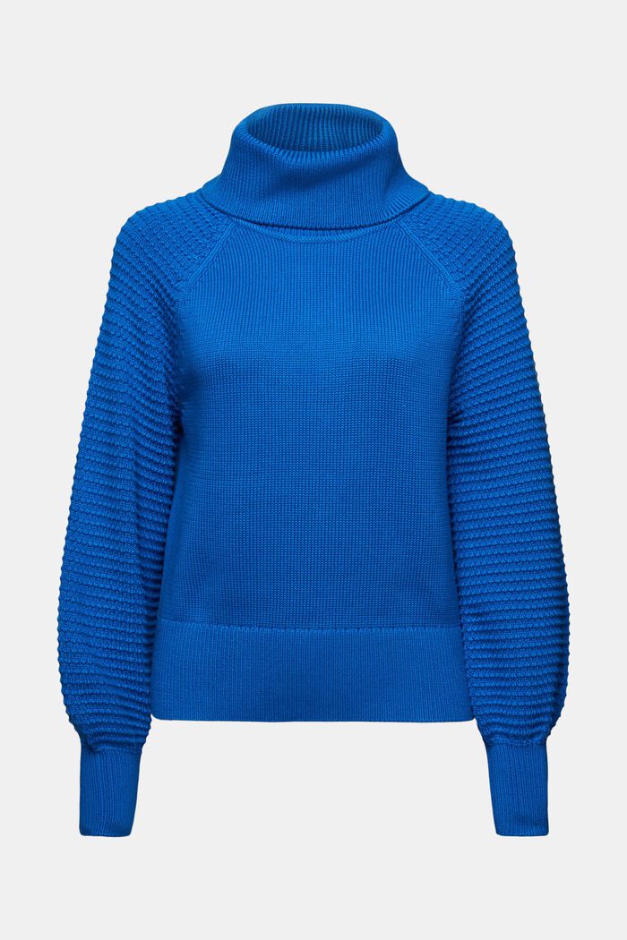 Katoenen trui met turtleneck, BRIGHT BLUE, detail image number 6