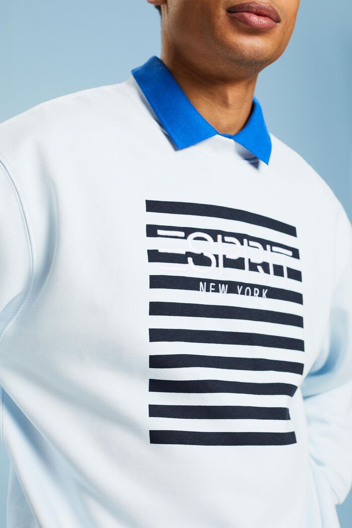Sweatshirt met logo en ronde hals, PASTEL BLUE, detail image number 3