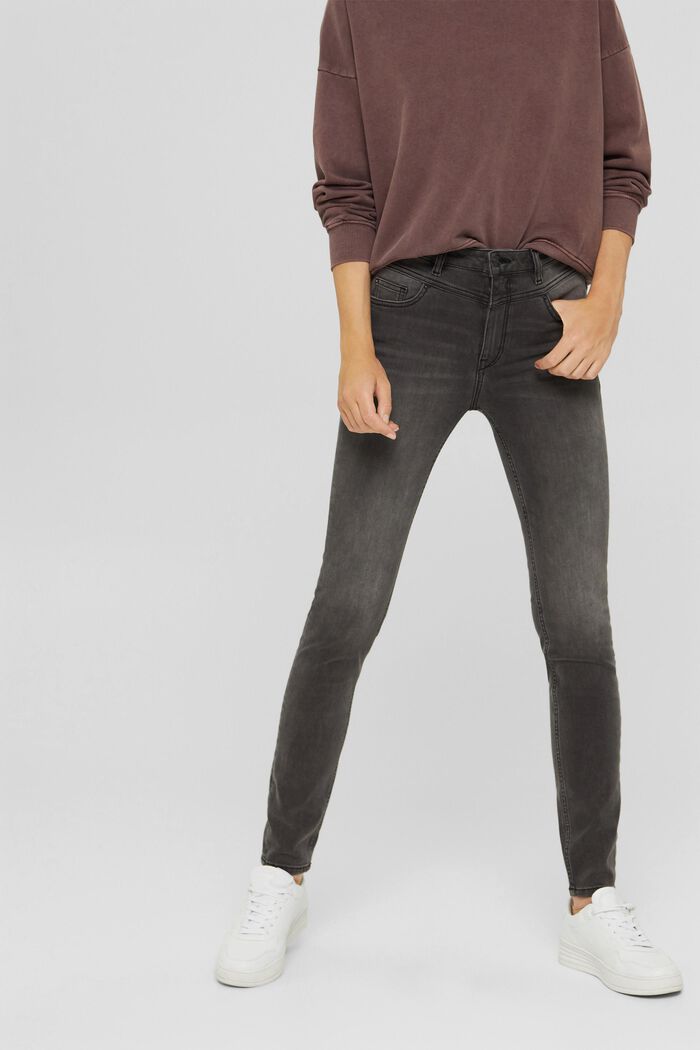 Shaping jeans met hoge taille, GREY DARK WASHED, detail image number 0