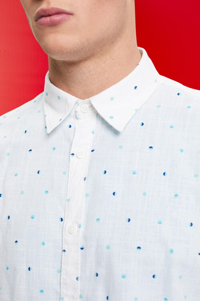 Overhemd van slubkatoen met stippenmotief, WHITE, detail image number 2