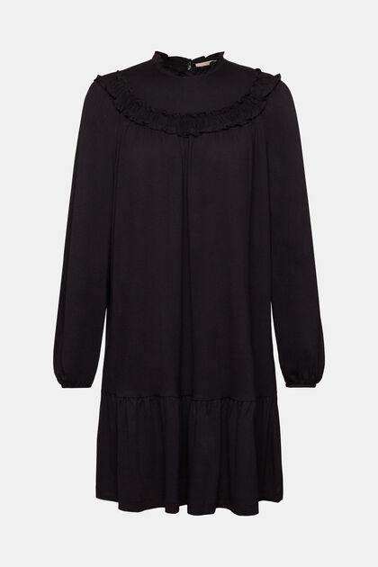 Gebreide mini-jurk, LENZING™ ECOVERO™, BLACK, overview