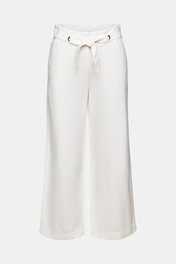 Cropped culotte van katoen en linnen, OFF WHITE, detail image number 7