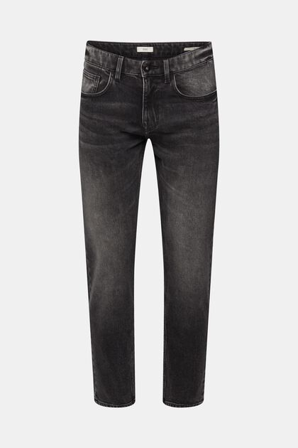 Washed-out stretchjeans, BLACK MEDIUM WASHED, overview