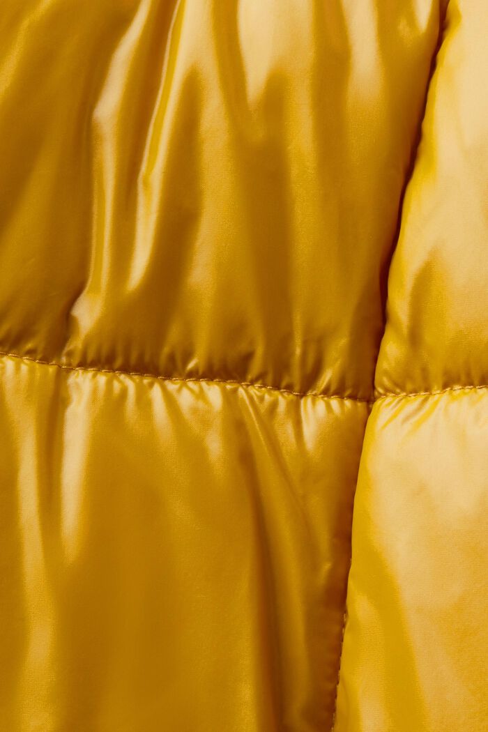 Gevoerde jas in gewatteerde look met capuchon, AMBER YELLOW, detail image number 5