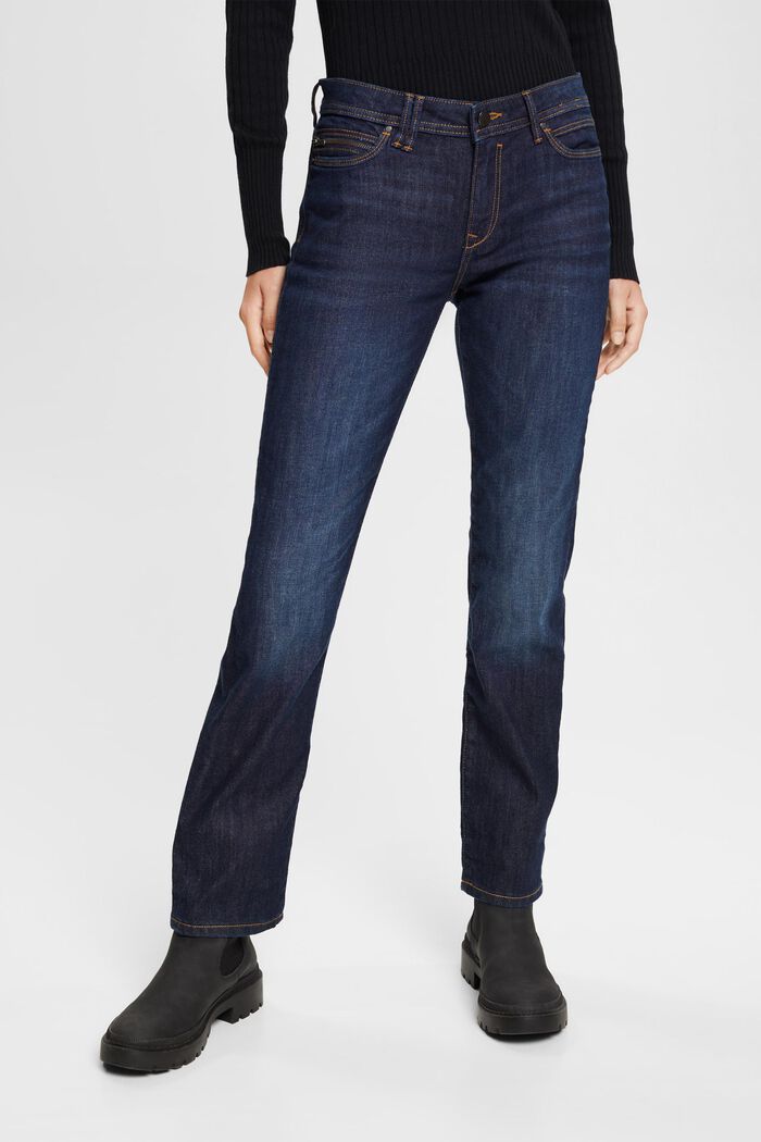 Jeans met rechte pijpen en stretch, BLUE DARK WASHED, detail image number 0