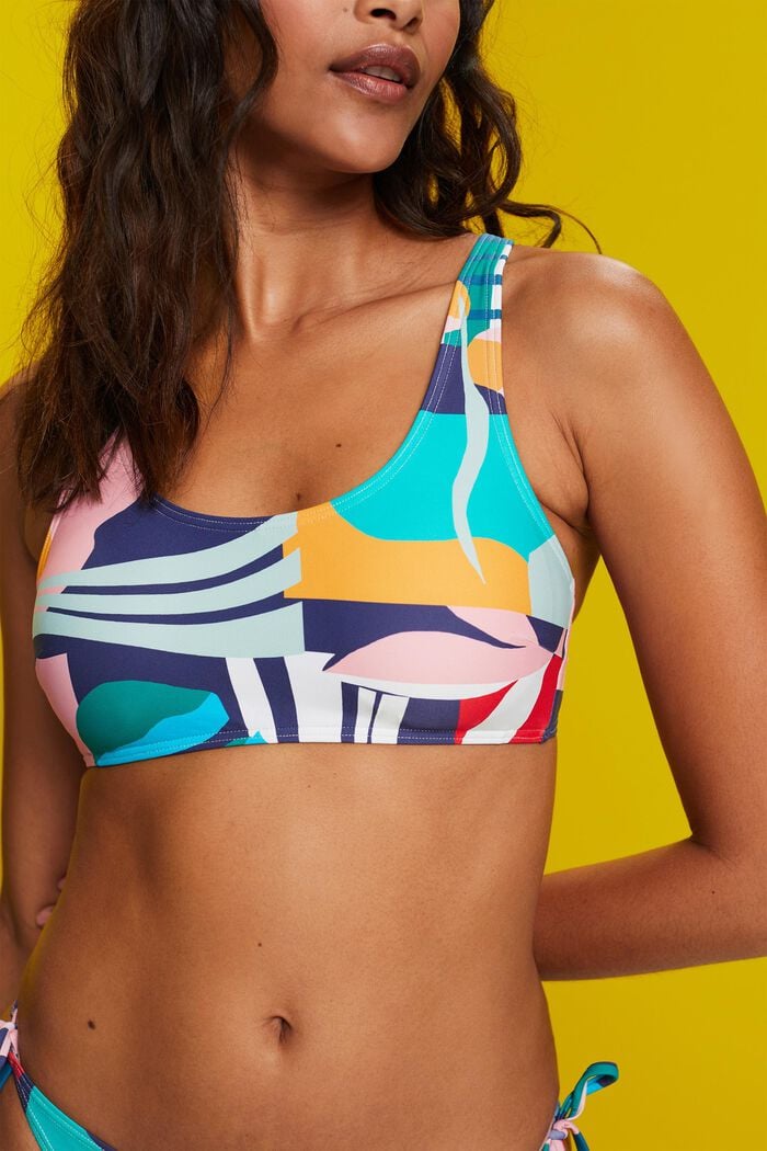 Gewatteerde bikinitop in croptop-stijl met print, INK, detail image number 1