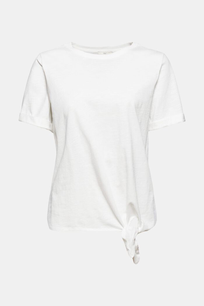 T-shirt met geknoopt effect, biologisch katoen, OFF WHITE, detail image number 6
