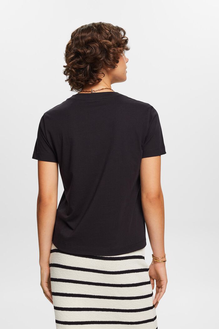 Katoenen T-shirt met ronde hals, BLACK, detail image number 3