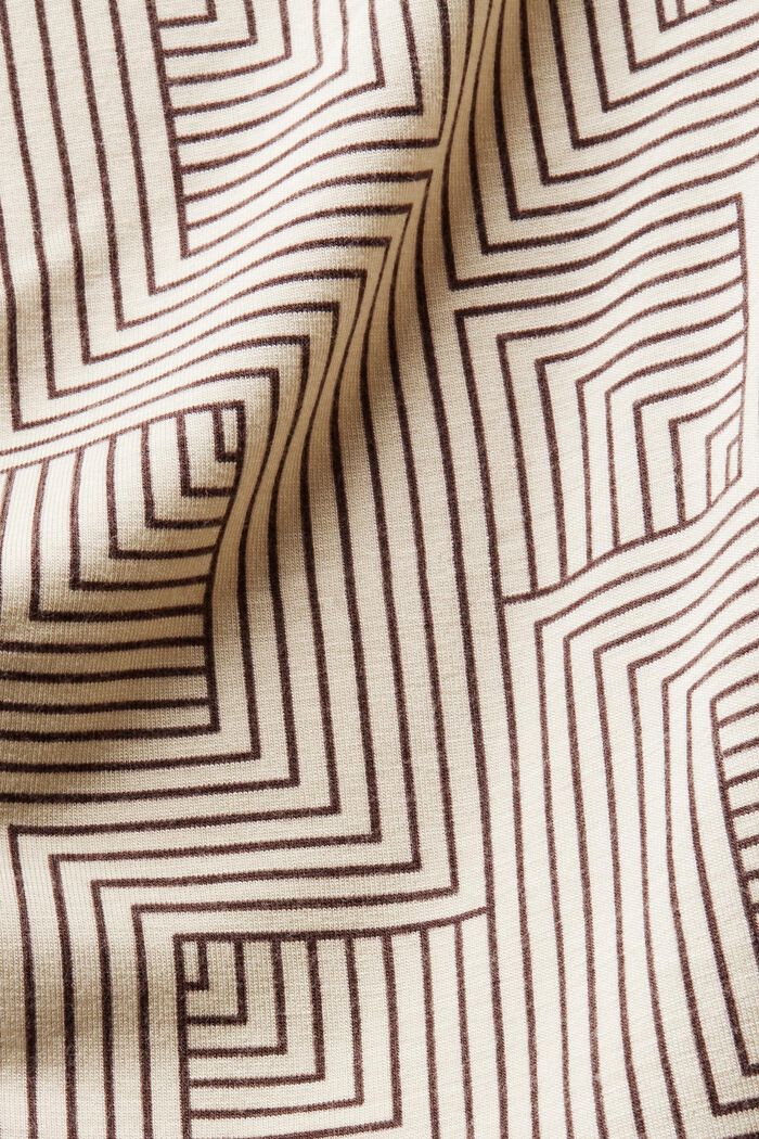 Jersey top met print, lange mouwen en opstaande kraag, BEIGE, detail image number 5
