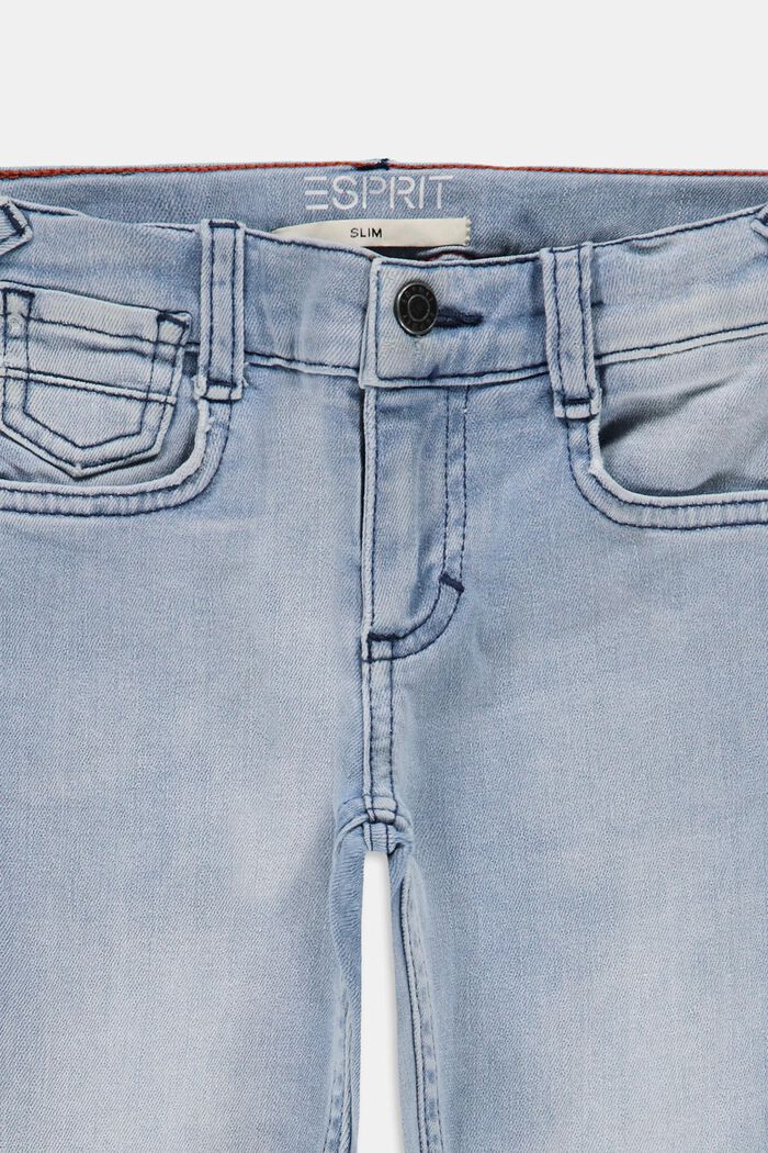 Smalle katoenen jeans met verstelbare band, BLUE BLEACHED, detail image number 2