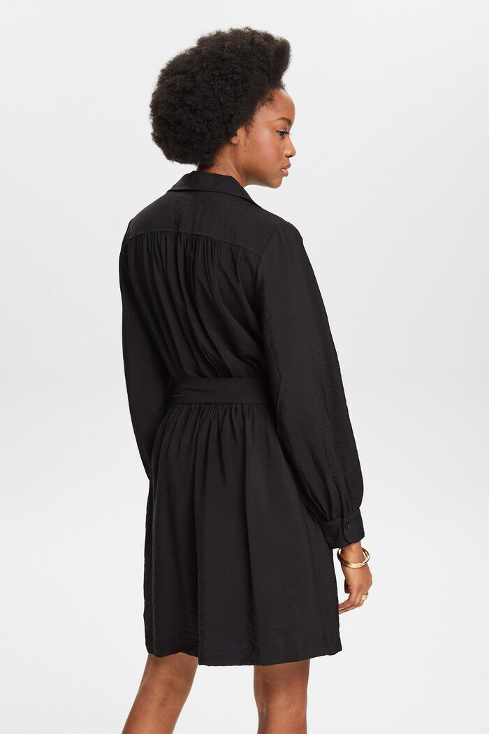 Crinkled mini-jurk met wikkeleffect, BLACK, detail image number 3