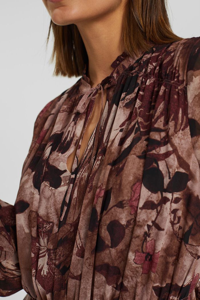 Gerecycled: midi-jurk van chiffon met print, OLD PINK, detail image number 3