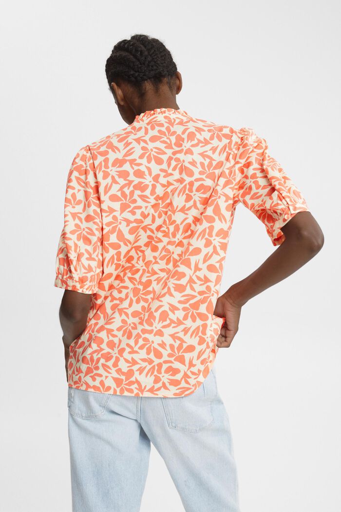 Katoenen blouse met print, CORAL ORANGE, detail image number 3