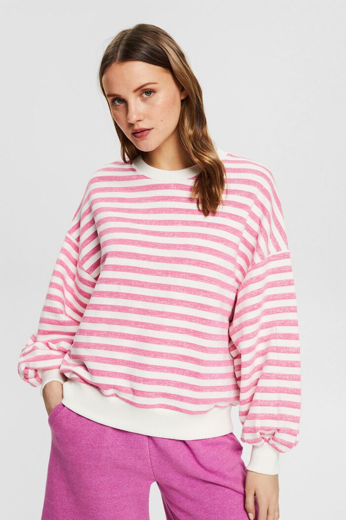 Sweatshirt met streepmotief, PINK, detail image number 0