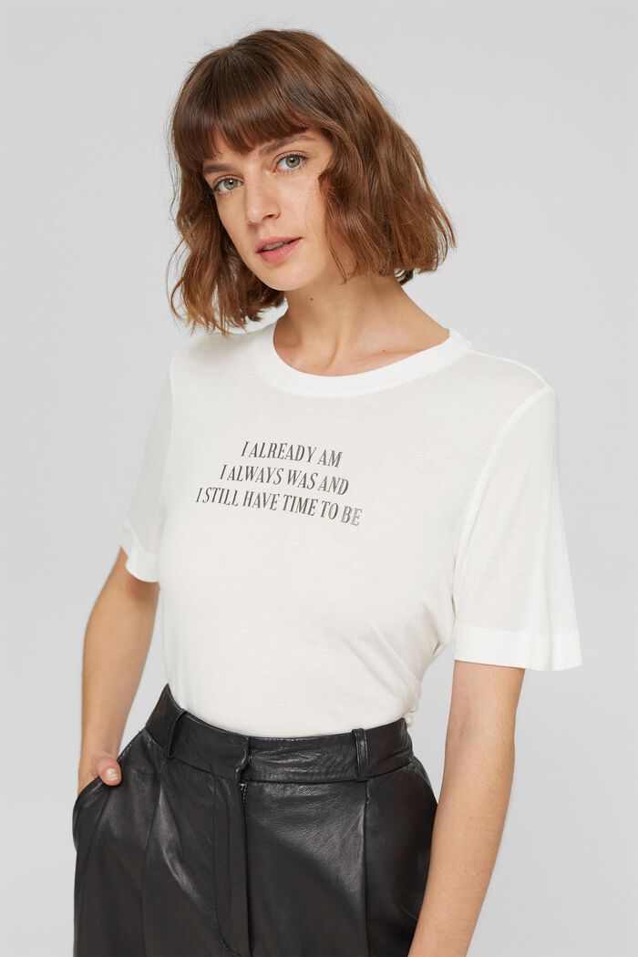 T-shirt met tekst, LENZING™ ECOVERO™, OFF WHITE, detail image number 0