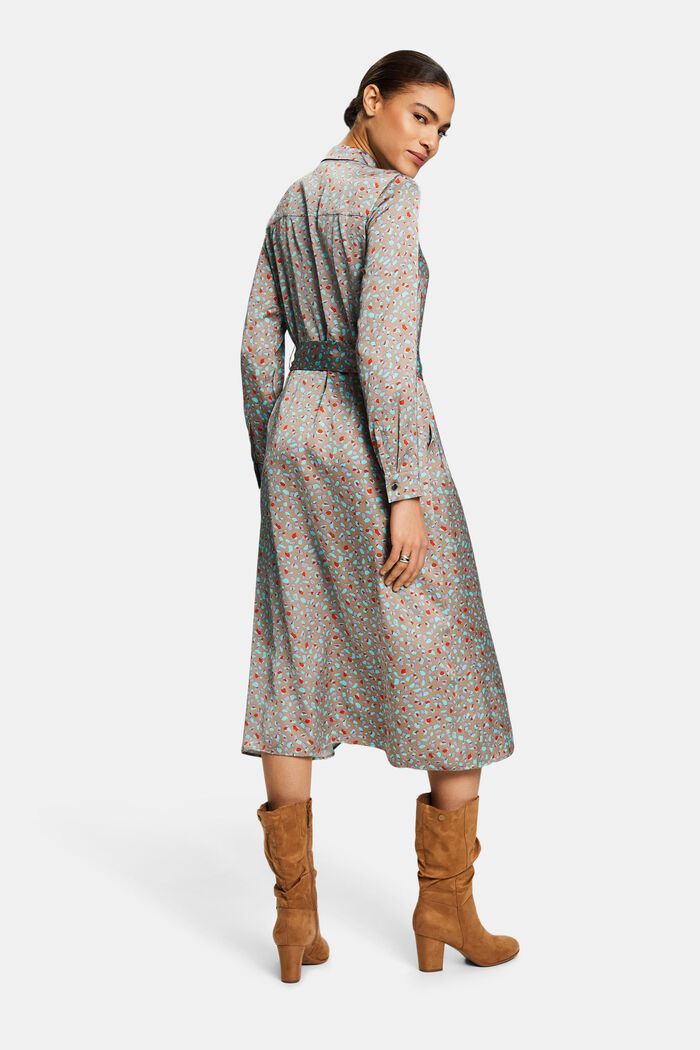 Satijnen midi-jurk met print, LIGHT TAUPE, detail image number 2