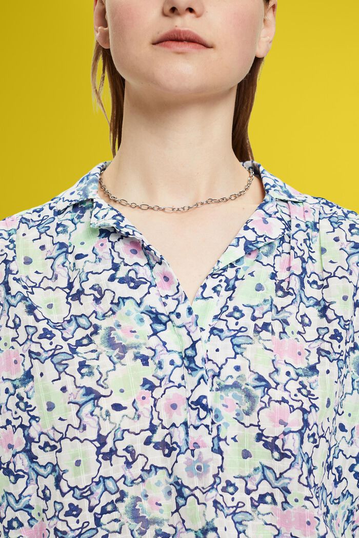Katoenen blouse met bloemenprint, WHITE, detail image number 2