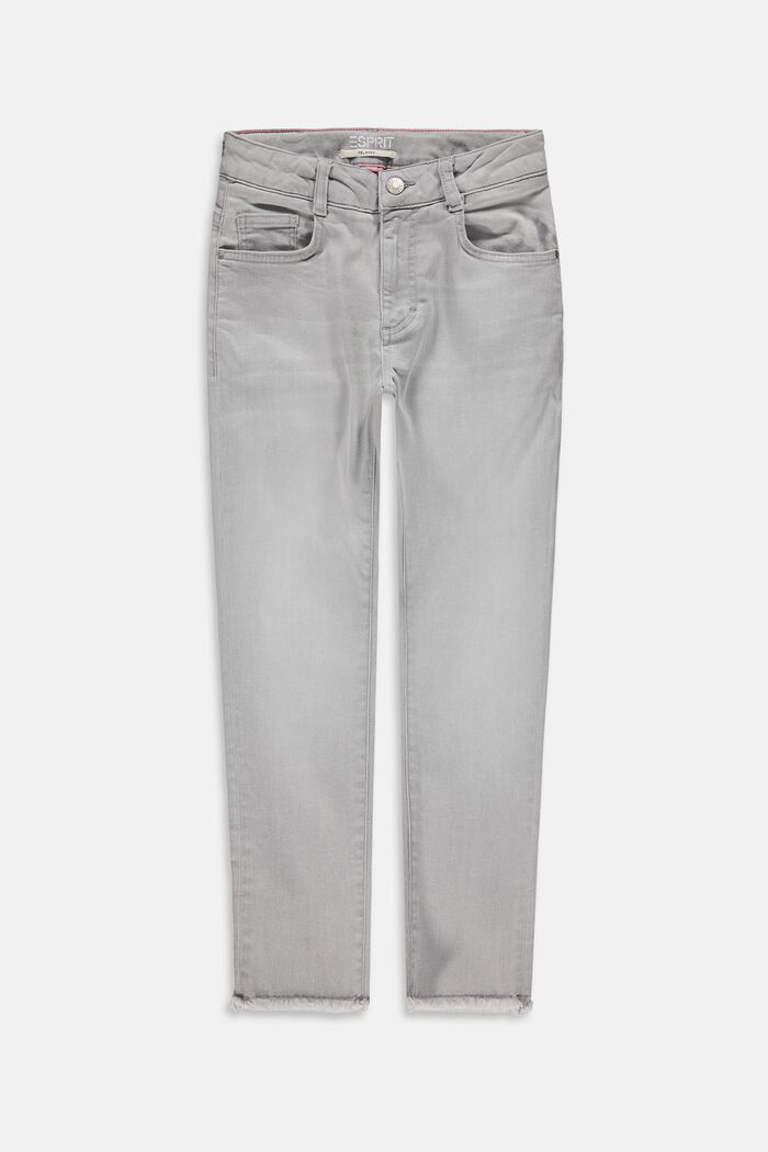 Jeans met rafelige zomen en een verstelbare band, GREY LIGHT WASHED, detail image number 0