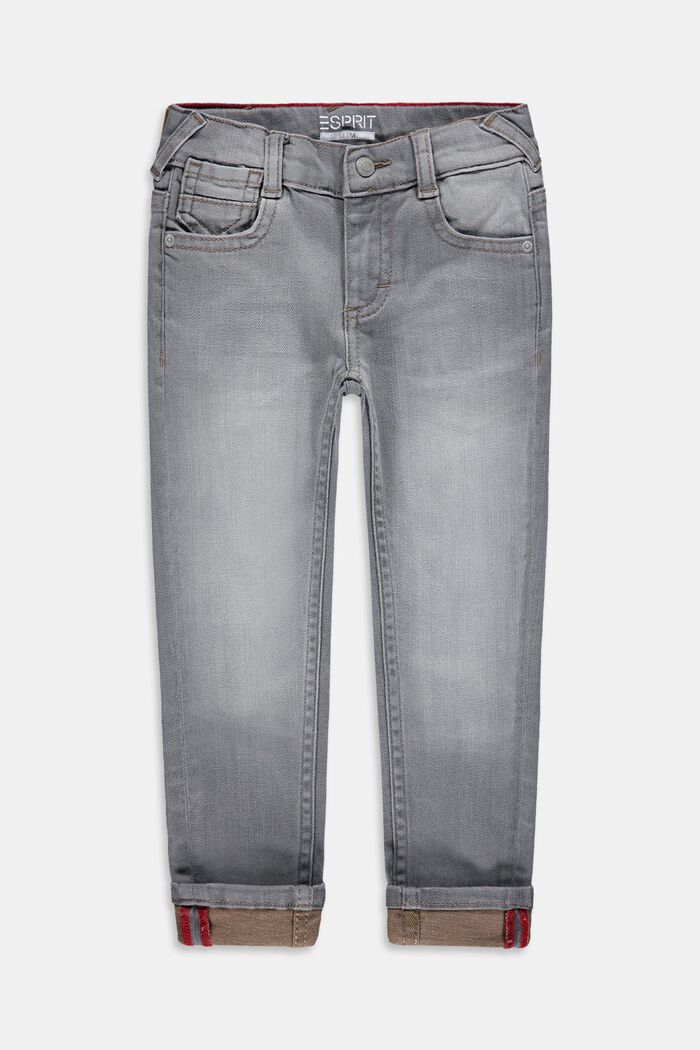 Jeans met variabele omslagen en verstelbare band, GREY DARK WASHED, detail image number 0