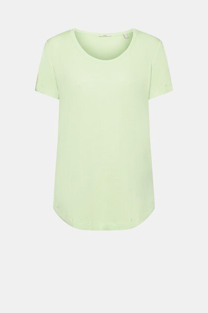 T-shirt van viscose met een wijde ronde hals