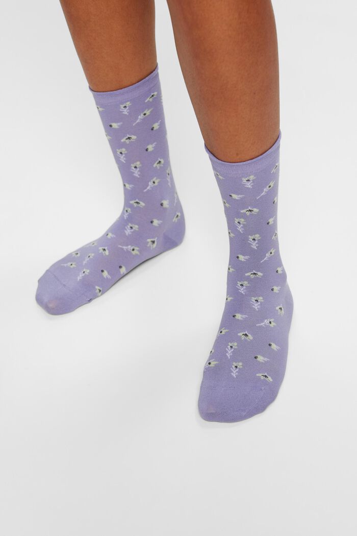 Set van 2 paar gebreide sokken met bloemmotief, THIMBLE, detail image number 1