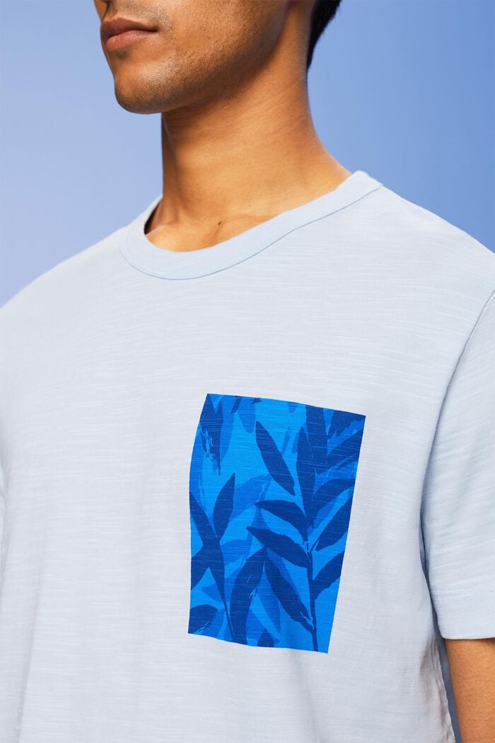 Jersey T-shirt met print op de borst, 100% katoen, PASTEL BLUE, detail image number 2