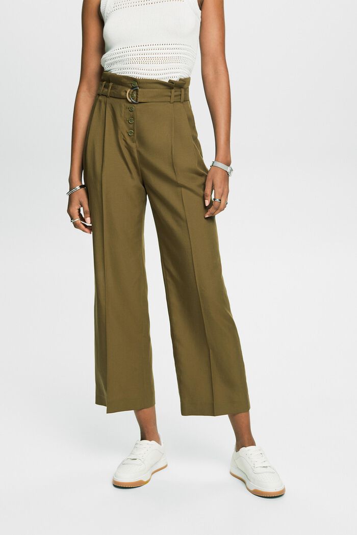Cropped culotte met hoge taille voor mix & match, KHAKI GREEN, detail image number 0