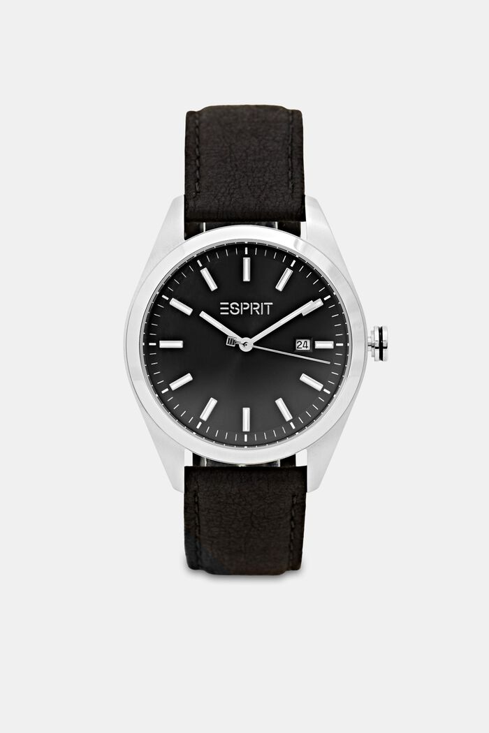 Veganistisch: edelstalen horloge met datumaanduiding, BLACK, detail image number 0