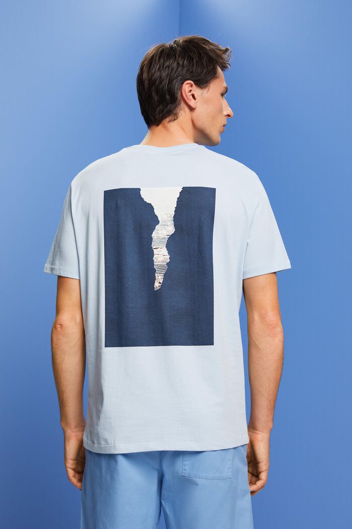 Jersey T-shirt met print op de achterkant, 100% katoen, PASTEL BLUE, detail image number 3