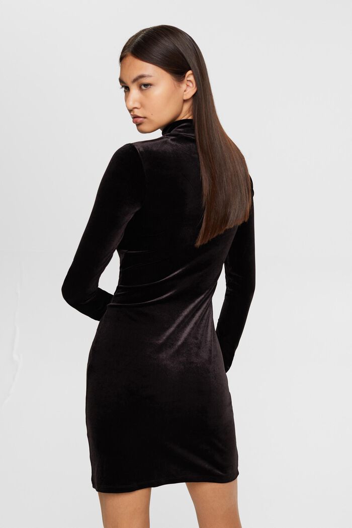 Fluwelen jurk met cut-out, BLACK, detail image number 3