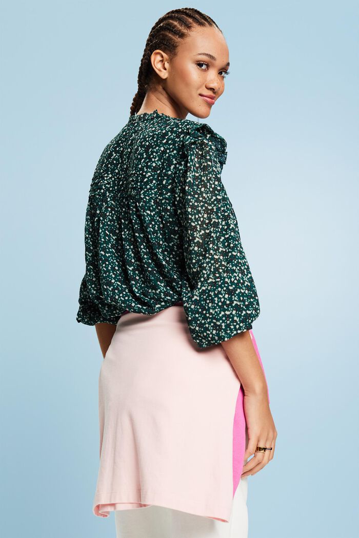Chiffon blouse met motief, BOTTLE GREEN, detail image number 3