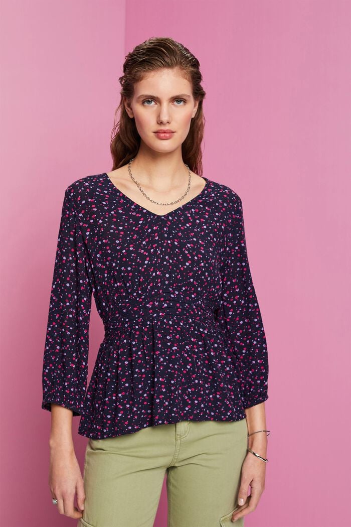Peplum blouse, NAVY, detail image number 0