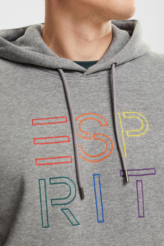 Gerecycled: hoodie met logoborduursel, MEDIUM GREY, detail image number 2