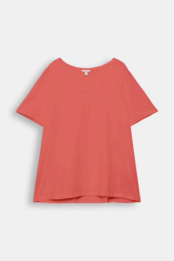 CURVY T shirt van biologisch katoen, CORAL RED, detail image number 0